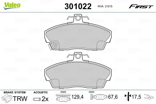 VALEO Jarrupalat, levyjarru 301022 301022 VALEO Jarrupalat LAND ROVER DISCOVERY
