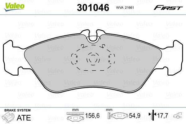 VALEO Τακάκια φρένων 301046 VALEO 301046 Τακάκια φρένων VW LT 28-35 II Microbus 2.8 TDI 158 PS 2003