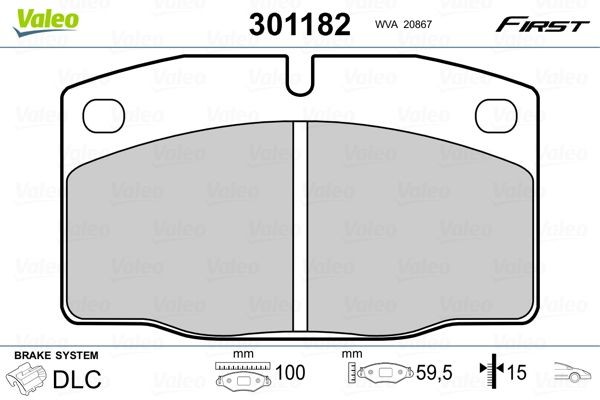 VALEO Brake pad set 301182 VALEO 301182 front and rear brake pads Opel Manta B CC