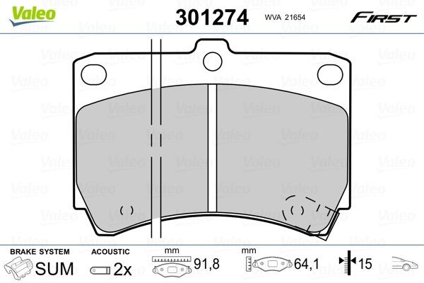 VALEO Brzdové doštičky/platničky 301274 VALEO 301274 Brzdové doštičky/platničky MAZDA MX-3 (EC) 1.5 i (EC5SA) 120 KS 1994