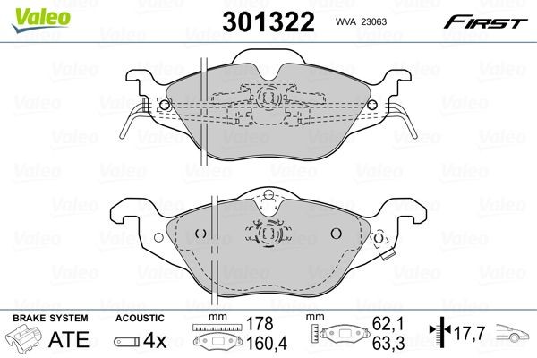 VALEO Kit pastiglie freni 301322 301322 Pastiglie dei freni CHEVROLET MALIBU VALEO costo