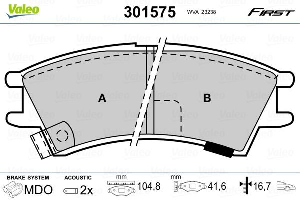 Bremžu kluči VALEO 301575 VALEO 301575 Bremžu klucis HYUNDAI ATOS 2003