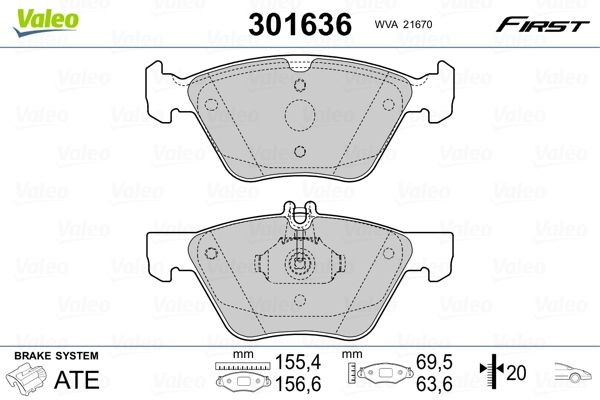 VALEO Bromsbelägg 301636 301636 VALEO bromskloss Mercedes EQE