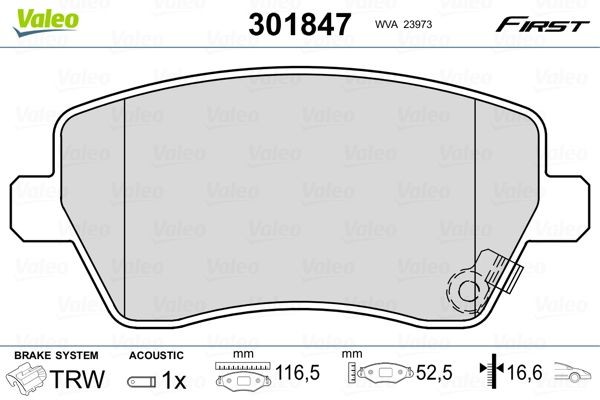 VALEO Kit pastiglie freni 301847 301847 costo Pastiglie dei freni OPEL KADETT VALEO