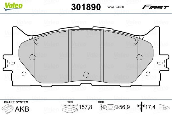 VALEO Piduriklotsid 301890 VALEO Sport piduriklotsid LEXUS 301890