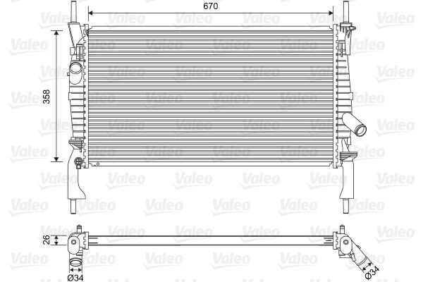 VALEO Radiators, Motora dzesēšanas sistēma 701606 VALEO 701606 Dzesēšanas radiatori Ford Transit Tourneo MK6 cena