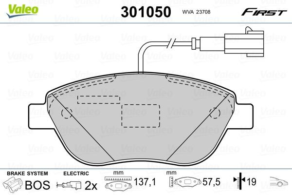 VALEO Brake pad set 301050 301050 VALEO racing brake pads for TOYOTA COROLLA