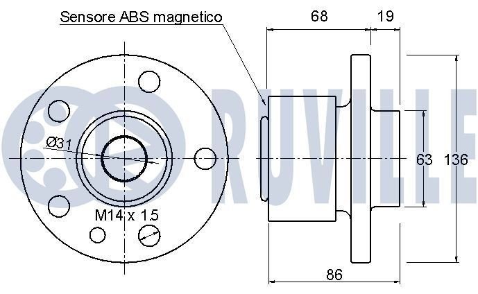 RUVILLE Έδραση, σταθεροποιητής 985241 985241 Λάστιχα ζαμφόρ FORD TRANSIT CUSTOM RUVILLE