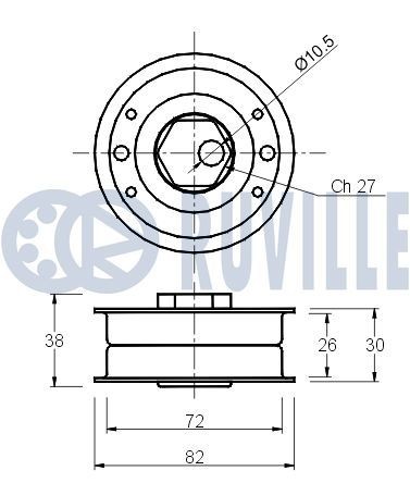 RUVILLE Akseltapp, hjulopphengning 935800 Spindel RUVILLE Porsche 356 935800