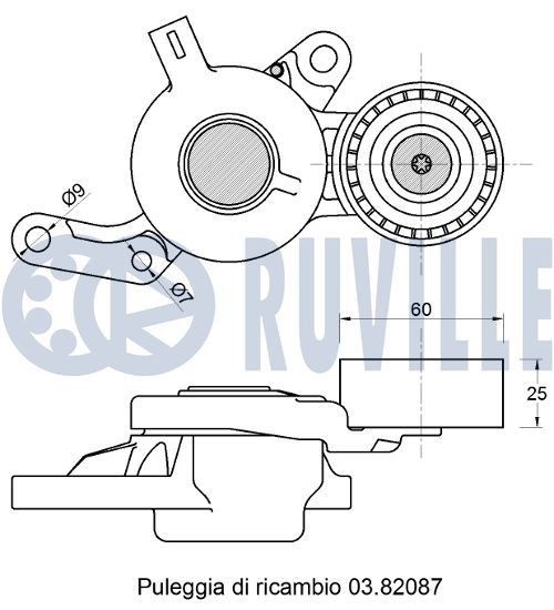 RUVILLE Rullesæt, tandrem 5603650 Strammehjul, tandrem RUVILLE Chevrolet AVEO 5603650