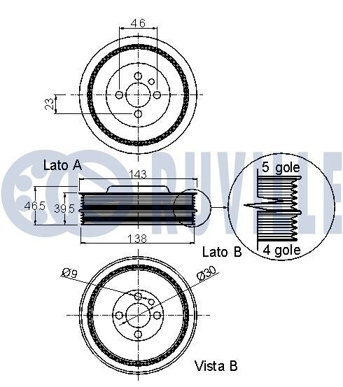 RUVILLE Vattenpump + drivremssats 55345801 55345801 RUVILLE flerspårsremssats Opel MOKKA