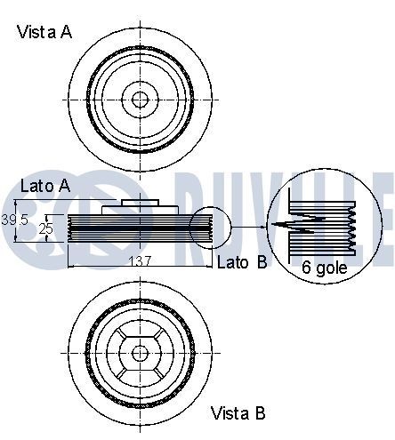 RUVILLE Poulie damper (vilebrequin) 515511 Kit de poulies vilebrequin MERCEDES-BENZ RUVILLE 515511