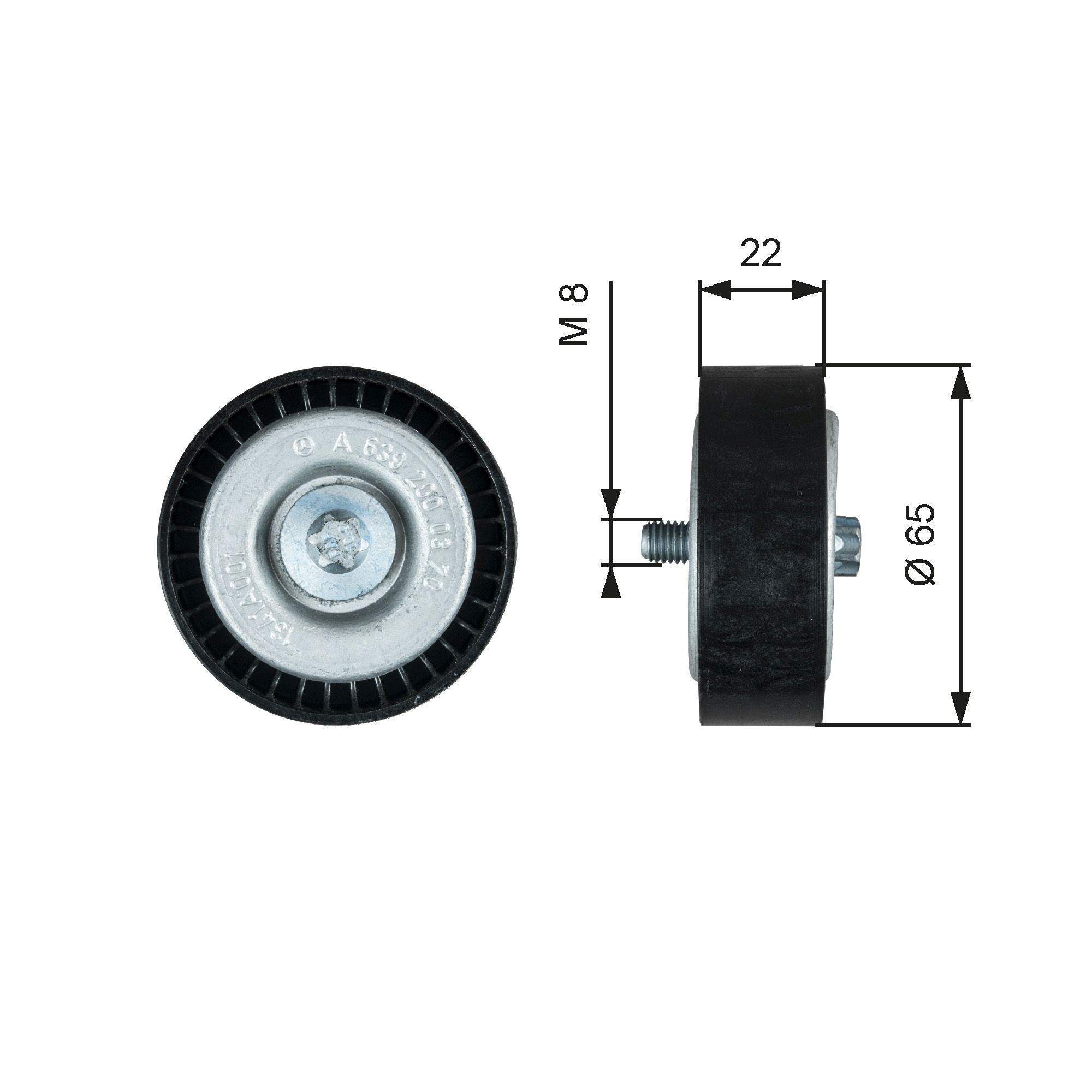 GATES Τροχαλία παρέκκλισης, ιμάντας poly-V T36734 GATES T36734 Τροχαλια αδρανειας Smart Roadster Cabrio τιμες