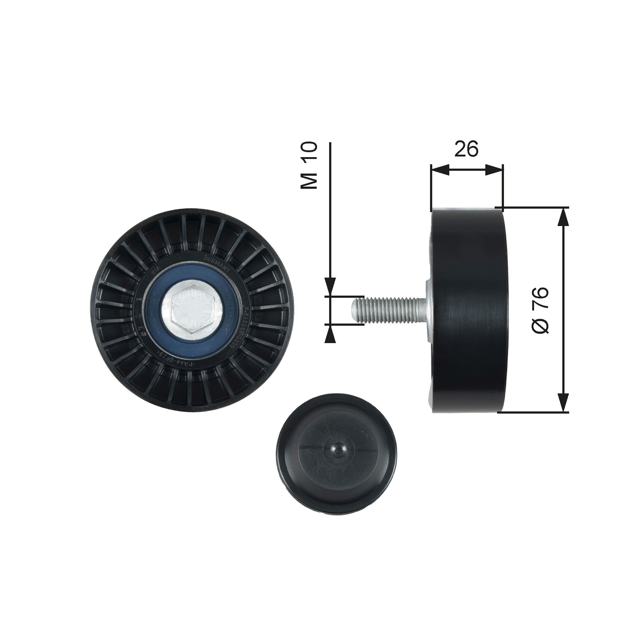GATES Deflection / Guide Pulley, v-ribbed belt T36485 SEAT Mii GATES guide pulley T36485