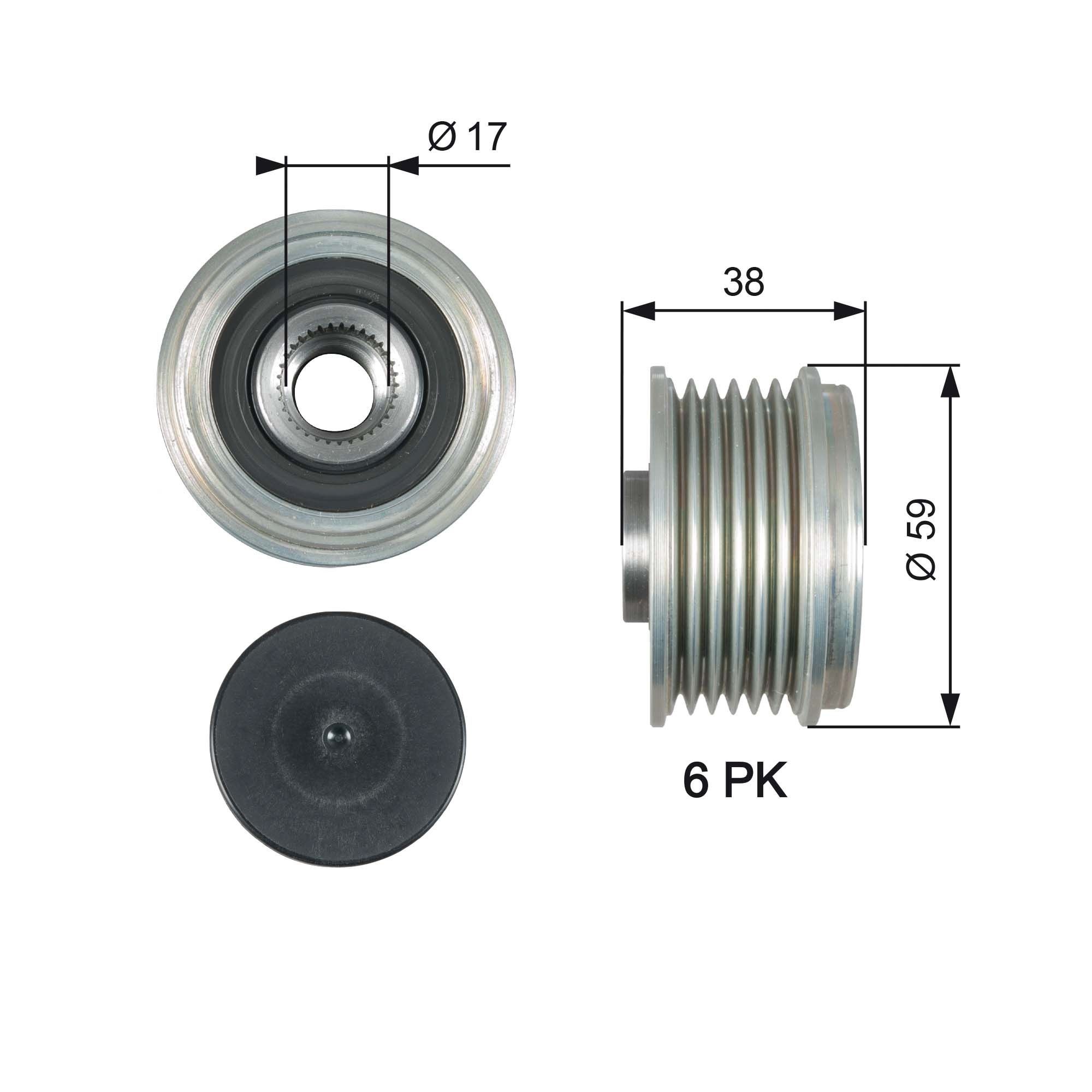 GATES Roda livre do alternador OAP7177 OAP7177 Polia do alternador GATES NISSAN 280 ZX,ZXT