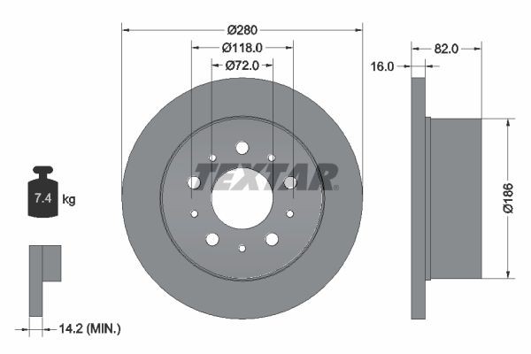 TEXTAR Brake disc 92157403 Peugeot 208 TEXTAR brake discs 92157403