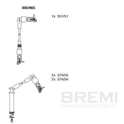 BREMI Tennplugg kabelsett 300/665 300/665 Pluggledninger OPEL MERIVA BREMI