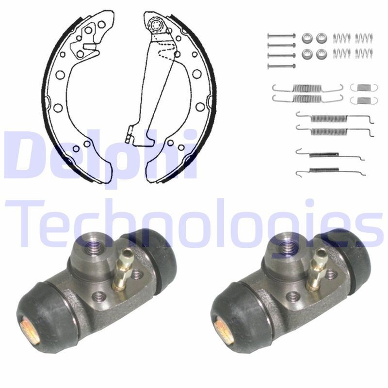 DELPHI Kit freno, Freno a tamburo KP1063 KP1063 Kit freno, freno a tamburo SKODA CITIGO DELPHI costo