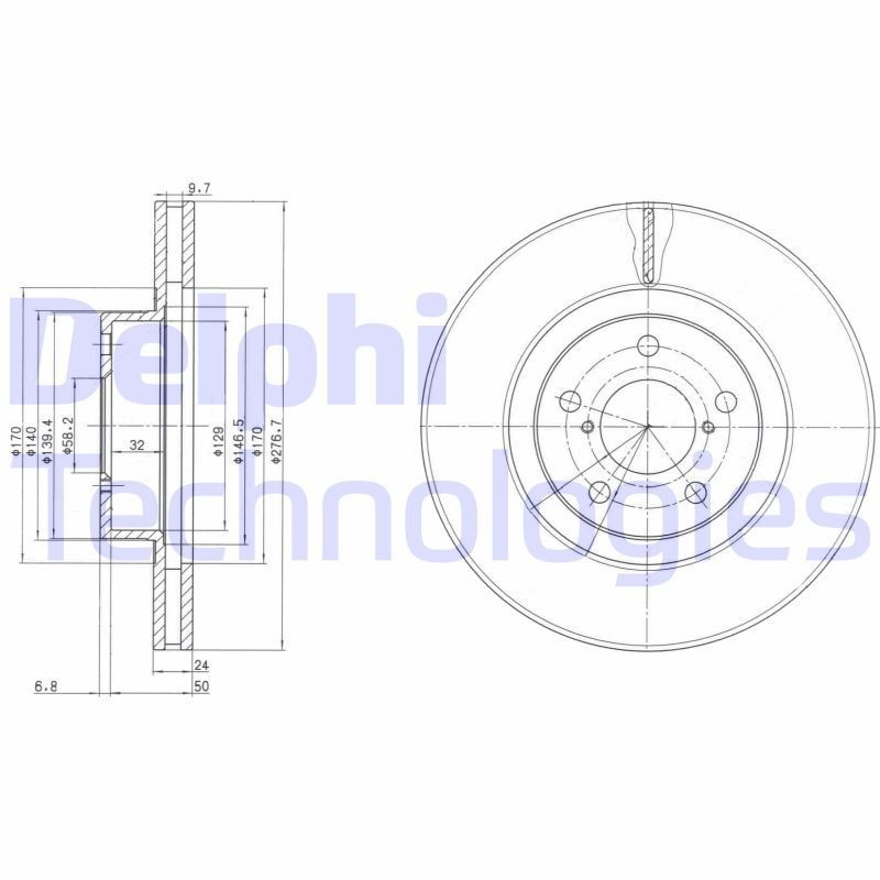 DELPHI Bremseskive BG2827C DELPHI BG2827C Sportsbremseskiver Subaru Legacy BP pris