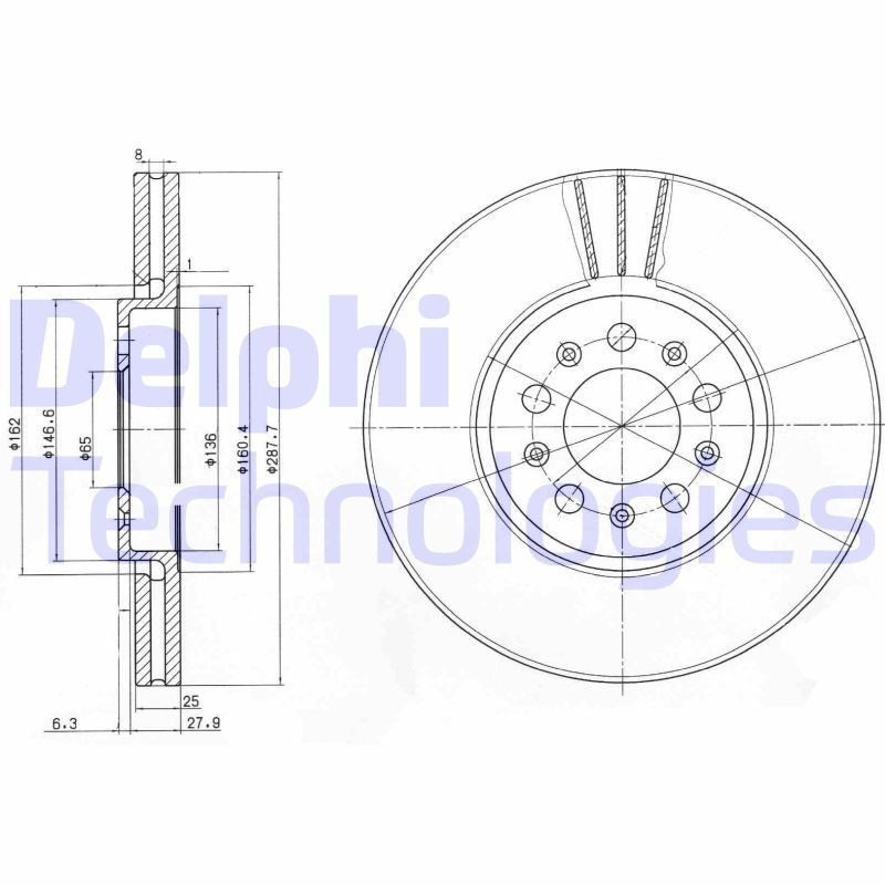 Δισκόπλακα DELPHI BG3035C DELPHI BG3035C: Δισκόπλακες Volkswagen VENTO 2018