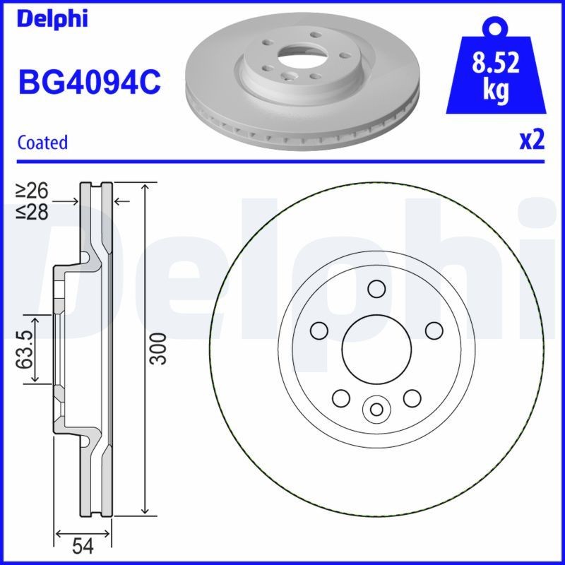 Δισκόπλακα DELPHI BG4094C DELPHI BG4094C: Δισκόπλακες Land Rover FREELANDER 2007