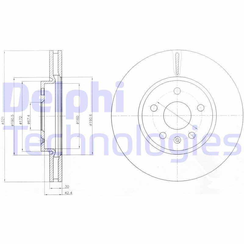Disco freno DELPHI BG4189C DELPHI BG4189C Dischi dei freni posteriori e anteriori Chevrolet CAMARO 2019