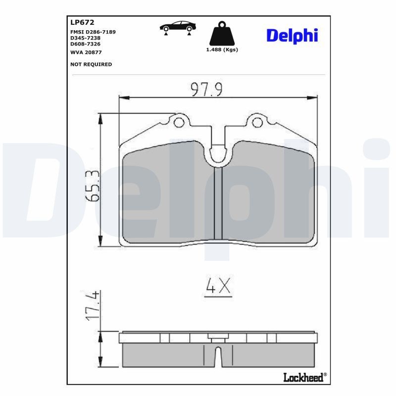DELPHI Bremseklodser LP672 DELPHI LP672 Bremseklods Ferrari F355 originale