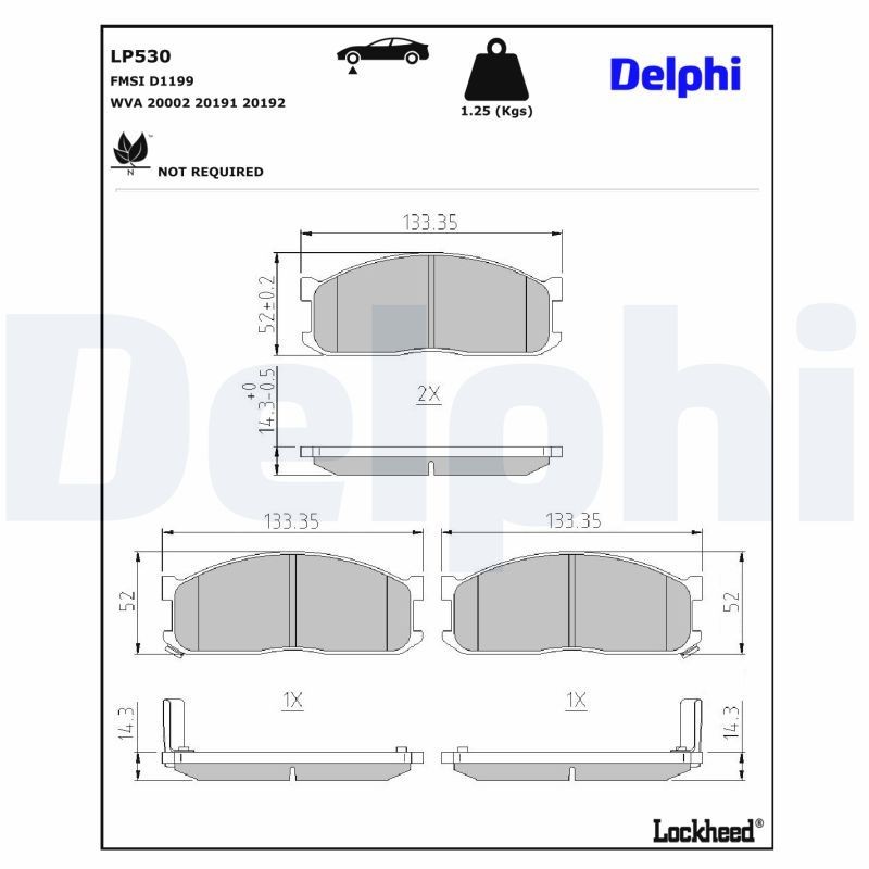 DELPHI Kit pastiglie freni LP530 DELPHI LP530 Pastiglie dei freni K2500 originale prezzo