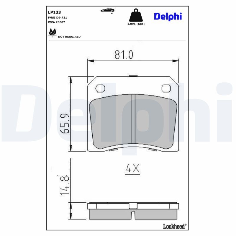 DELPHI Bremseklodser LP133 DELPHI LP133 Bremseklodser JAGUAR XJ Sedan 4.2 249 HK 1970