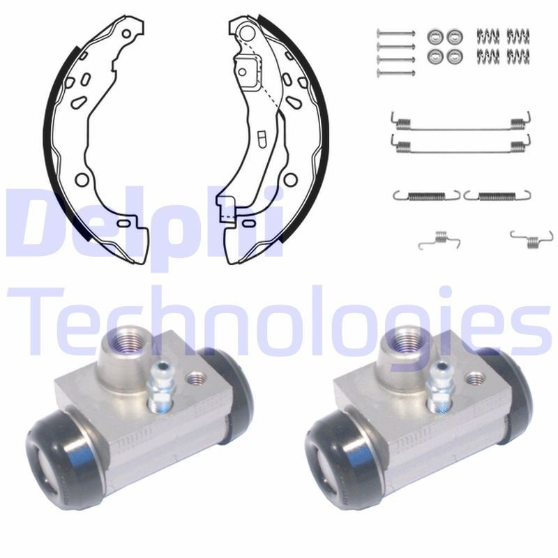 DELPHI Kit de freins, freins à tambours KP1077 KP1077 Kit freins à tambours RENAULT LAGUNA DELPHI