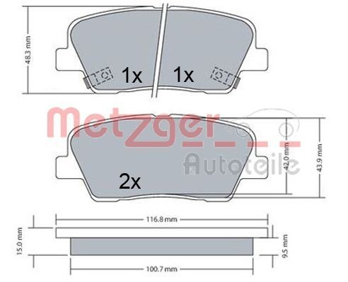 METZGER Bromsbelägg 1170687 HYUNDAI bromsbelägg sport METZGER 1170687
