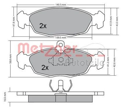 METZGER Τακάκια φρένων 1170015 Αγωνιστικά τακάκια METZGER OPEL 1170015