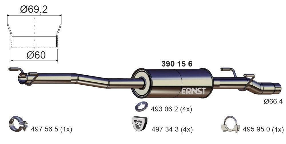 Keskiäänenvaimentaja ERNST 390156 ERNST 390156: Keskiäänenvaimentaja Mercedes SPRINTER 2020