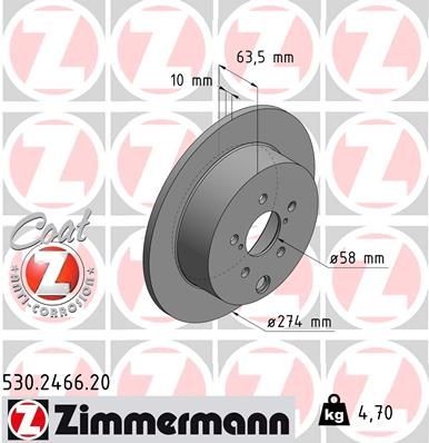ZIMMERMANN Jarrulevy 530.2466.20 530.2466.20 ZIMMERMANN Jarrulevy SUBARU VIVIO
