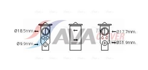 AVA COOLING SYSTEMS Ekspansionsventil, klimaanlæg VO1171 VO1171 Ac ekspansionsventil AVA COOLING SYSTEMS FORD KA