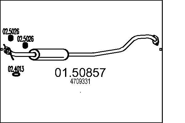 MTS Silencieux intermédiaire 01.50857 01.50857 Échappement intermédiaire SUZUKI SPLASH MTS