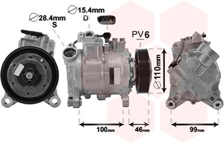 VAN WEZEL Compresseur de climatisation 0600K489 BMW Série 7 Compresseur d'air conditionné VAN WEZEL 0600K489