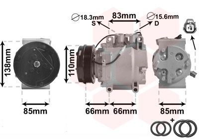 VAN WEZEL Aircopomp 2500K260 2500K260 *** IR PLUS *** AC-compressor HONDA CRX VAN WEZEL