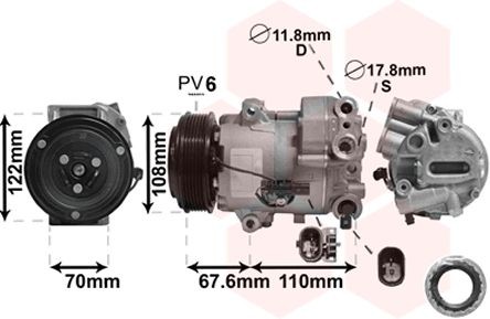 VAN WEZEL Compresseur de climatisation 3700K605 Moteur clim VAN WEZEL TRANS SPORT 3700K605 pas cher