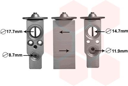 VAN WEZEL Izplešanās vārsts, Gaisa kond. sistēma 58001366 VAN WEZEL Izplešanās vārsts TESLA 58001366
