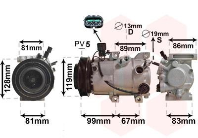 VAN WEZEL Compresseur de climatisation 8200K414 Hyundai i40 Compresseur d'air conditionné VAN WEZEL 8200K414