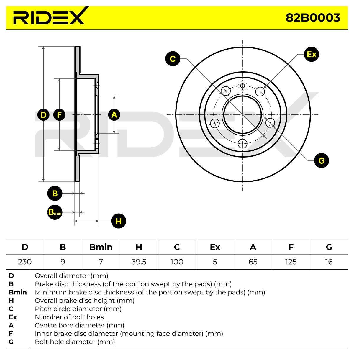 RIDEX Disco de travão 82B0003 82B0003 Discos de travão SKODA OCTAVIA RIDEX