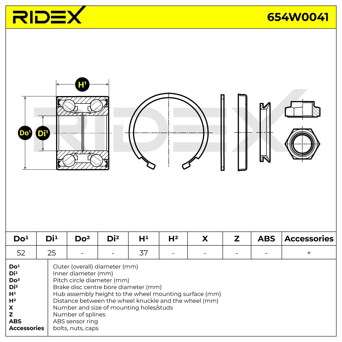 RIDEX Wheel bearing kit 654W0041 Peugeot 304 RIDEX wheel bearing 654W0041