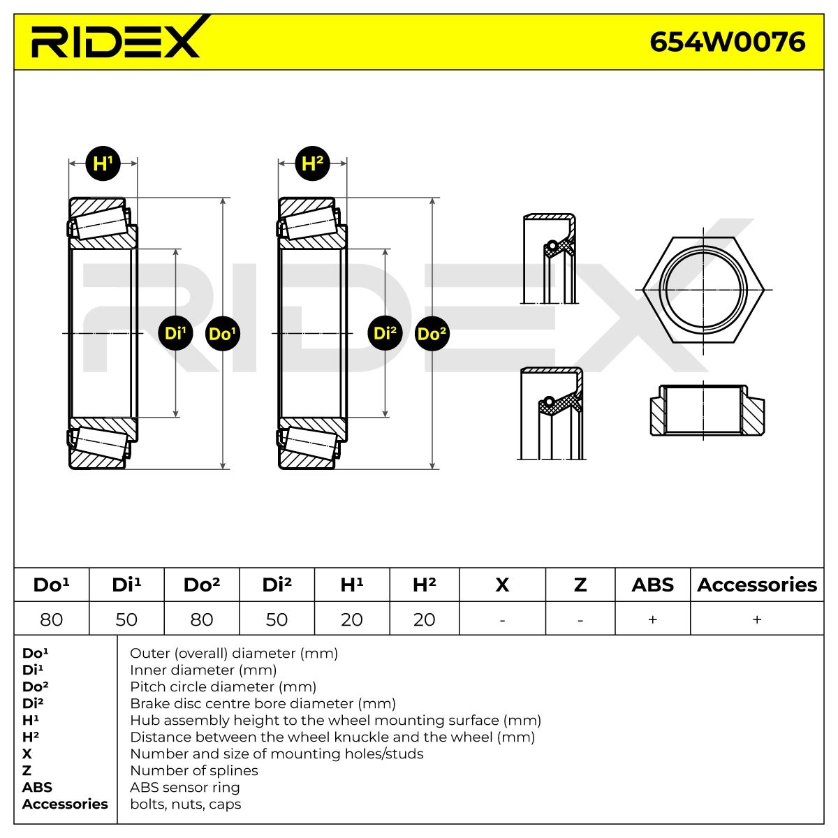RIDEX Hjullejesæt 654W0076 Forhjulslejer RIDEX Citroën BX 654W0076