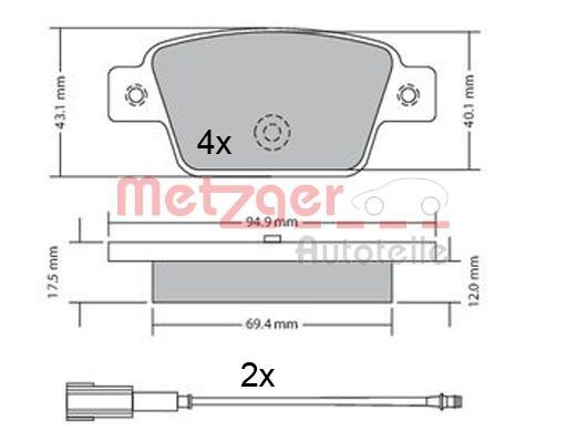METZGER Kit pastiglie freni 1170682 1170682 Pastiglie dei freni METZGER ALFA ROMEO BRERA costo