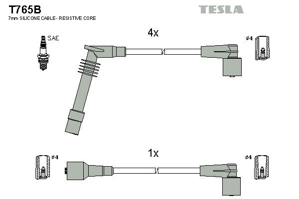 TESLA Jogo de cabos de ignição T765B T765B Cabo de vela OPEL ASTRA TESLA