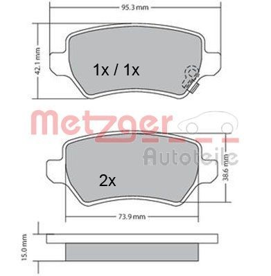 METZGER Plaquettes de frein 1170004 1170004 Plaquette KIA SEPHIA METZGER