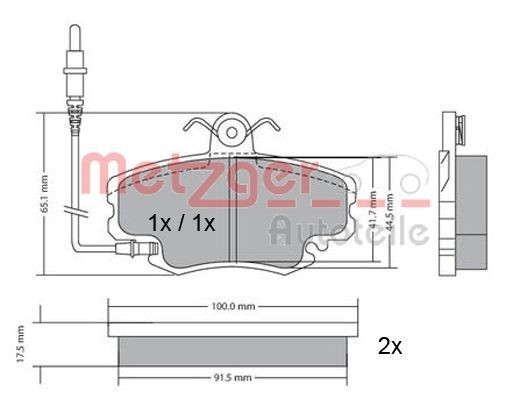 METZGER Pastilhas de travão 1170009 METZGER Jogo de pastilhas de travão DACIA 1170009