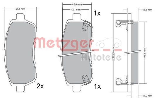 METZGER Kit pastiglie freni 1170017 1170017 costo Pastiglie dei freni SUZUKI SX4 METZGER