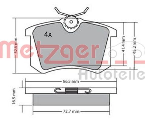 METZGER Bromsbelägg 1170039 1170039 METZGER bromsbelägg sport Nissan QASHQAI